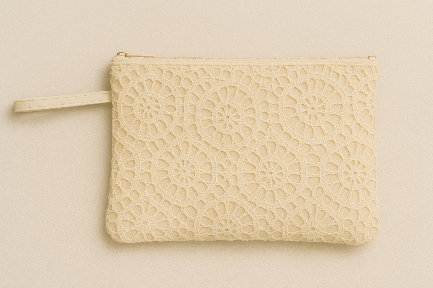 Krem Geometrik Dantel Clutch Çanta – Kallina Zarif El Çantası