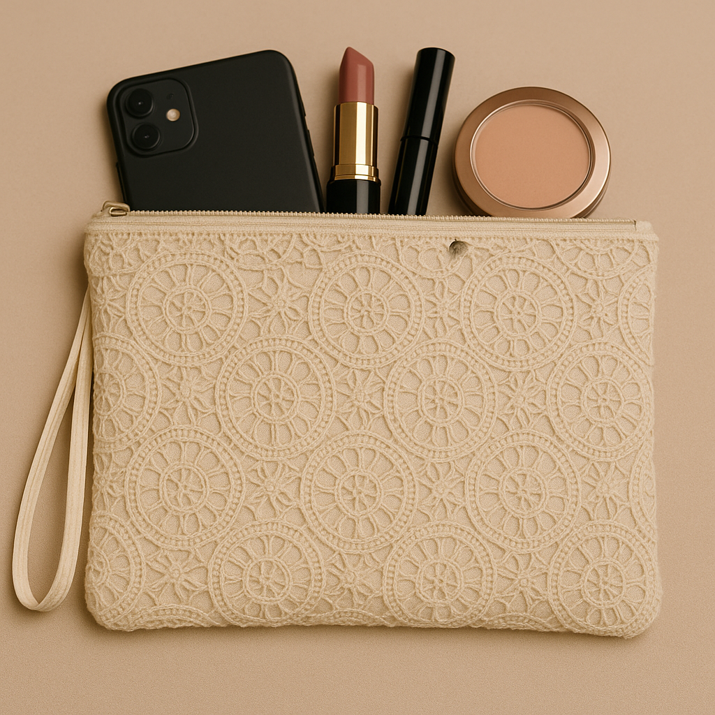 Krem Dantel Detaylı Clutch Çanta – Kallina El Portföyü