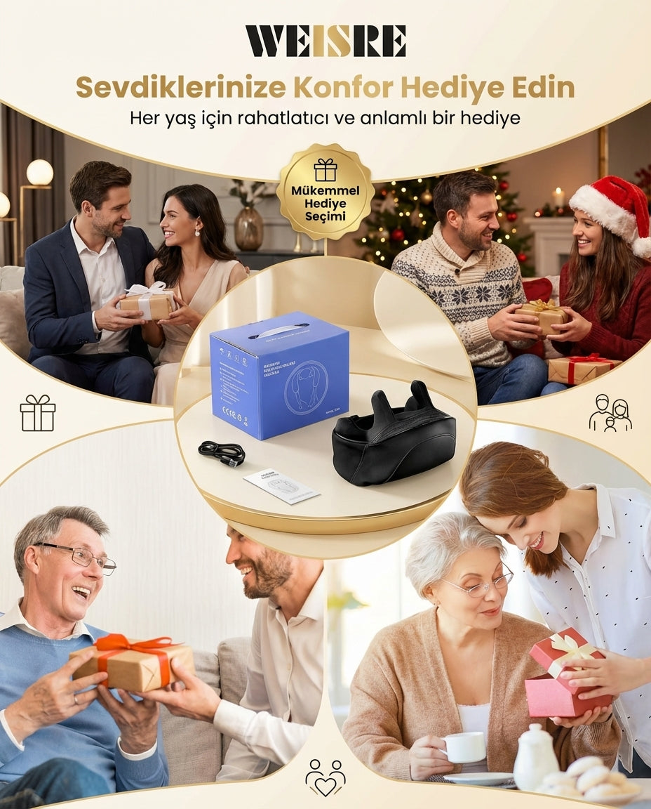 Weisre İnsan Eli Hissi Veren Şarjlı Masaj Aleti – Ovmalı, Boyun, Sırt Ve Bacak Masaj Cihazı Siyah Renk