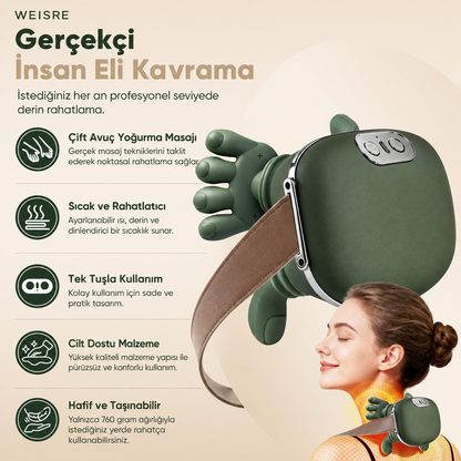 4D Boyun ve Omuz Masaj Aleti – Isıtmalı, İnsan Eli Hissi