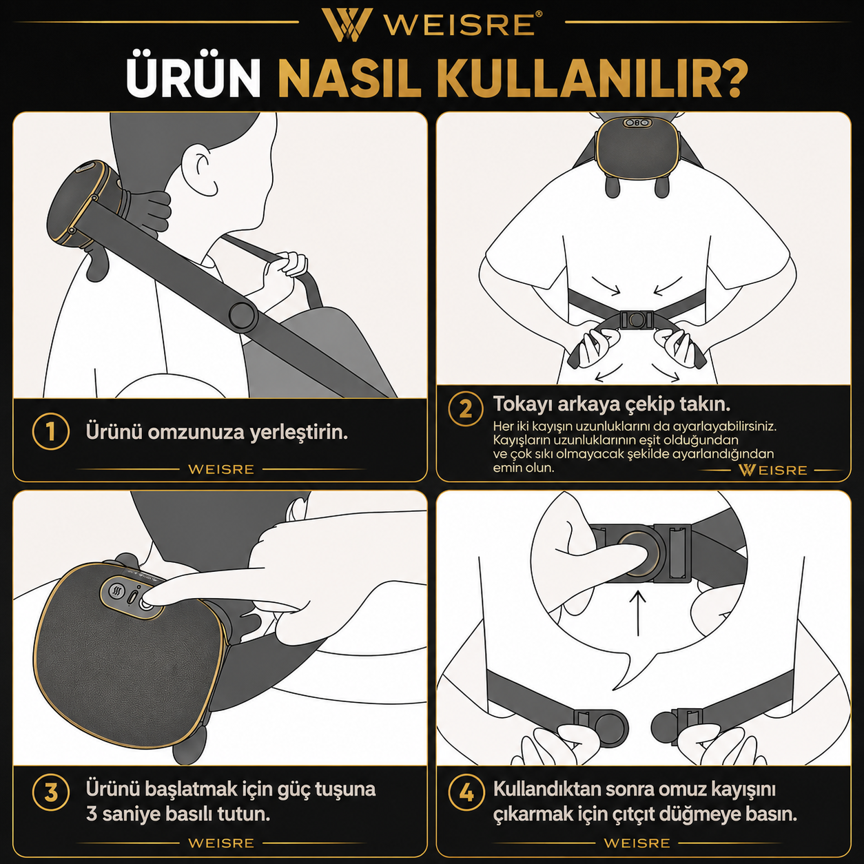 4D Boyun ve Omuz Masaj Aleti – Isıtmalı, İnsan Eli Hissi