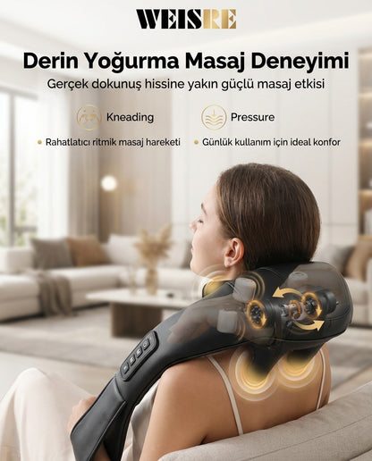 Weisre İnsan Eli Hissi Veren Şarjlı Masaj Aleti – Ovmalı, Boyun, Sırt Ve Bacak Masaj Cihazı Siyah Renk