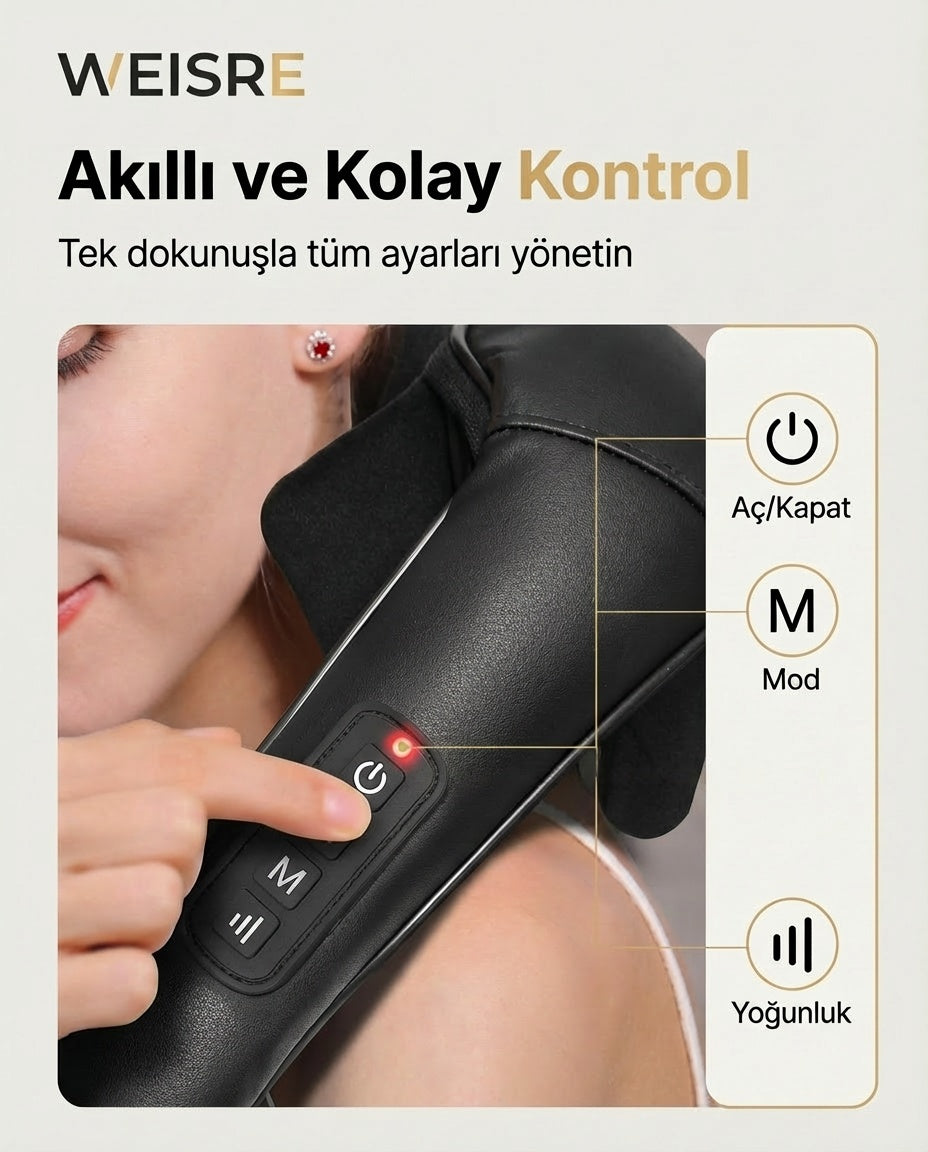 Weisre İnsan Eli Hissi Veren Şarjlı Masaj Aleti – Ovmalı, Boyun, Sırt Ve Bacak Masaj Cihazı Siyah Renk