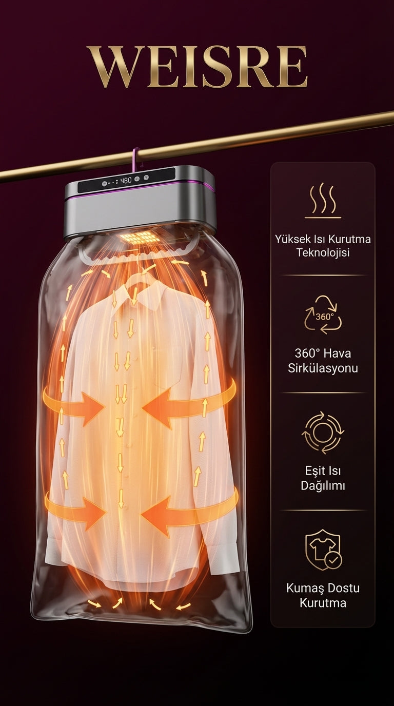 Weisre Taşınabilir Kıyafet Kurutma Makinesi UV Sterilizasyonlu Katlanabilir Ayakkabı & Çamaşır Kurutucu