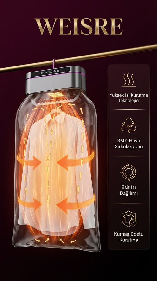 Weisre Taşınabilir Kıyafet Kurutma Makinesi UV Sterilizasyonlu Katlanabilir Ayakkabı & Çamaşır Kurutucu