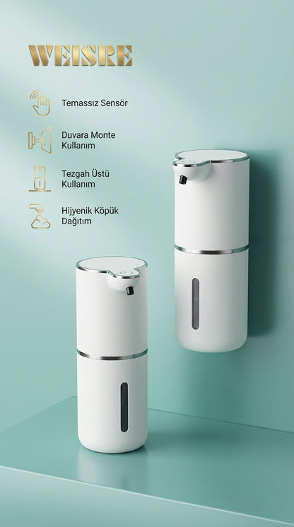 Weisre Otomatik Köpük Sabunluk Sensörlü Şarjlı 4 Kademe IPX5 Duvara Monte & Tezgah