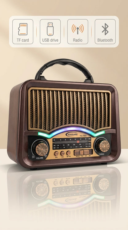 Weisre Retro Taşınabilir Radyo Bluetooth USB TF LED Fenerli Şarjlı Çok Fonksiyonlu Hoparlör